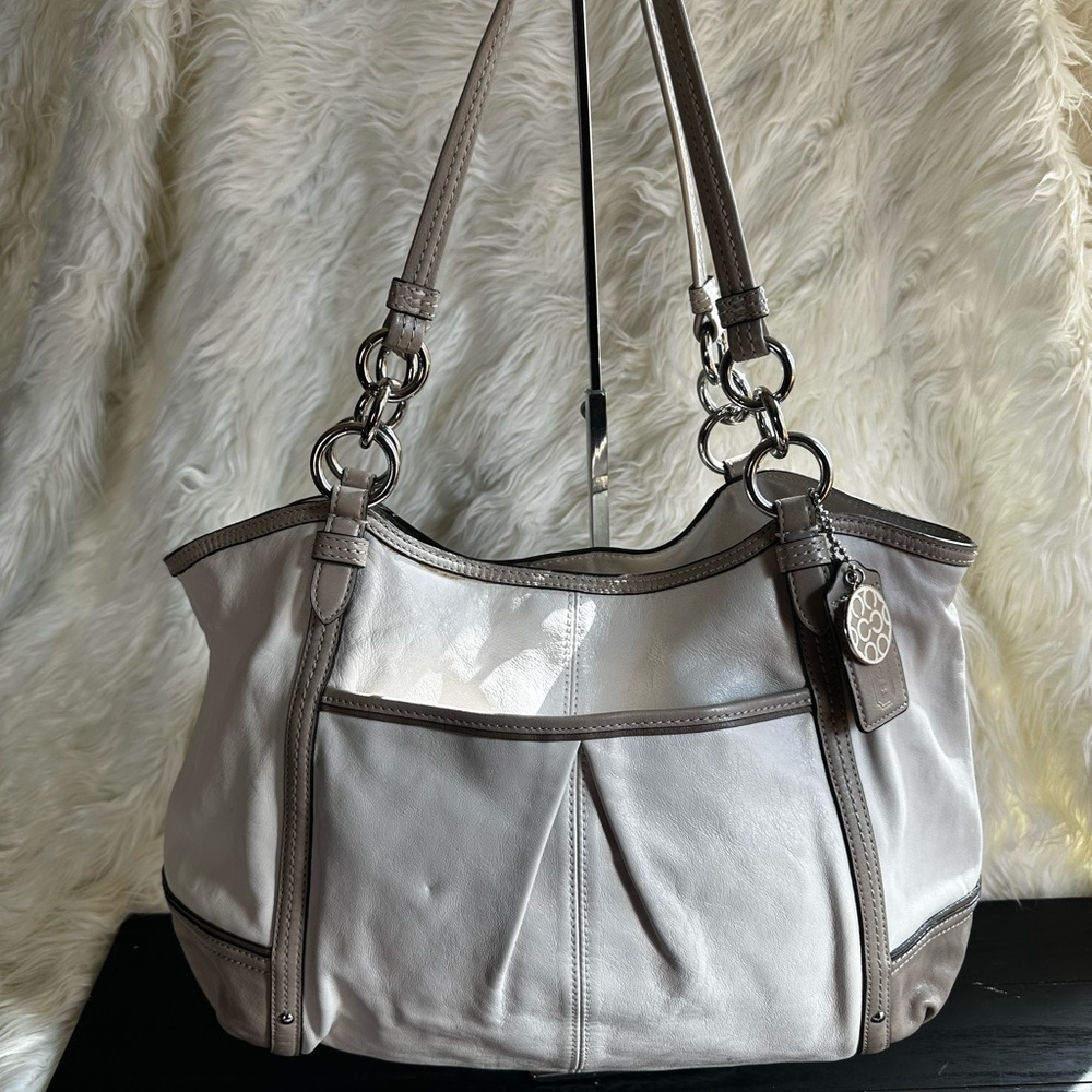 Elegant Gray Leather Tote Bag